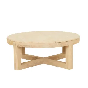 Eyre Coffee Table - Natural Travertine - Wirebrushed Oak by GlobeWest, a Coffee Table for sale on Style Sourcebook