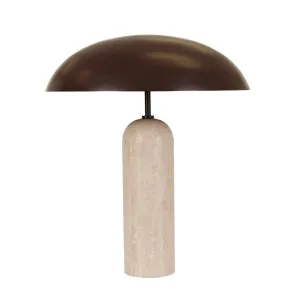 Easton Ellipse Table Lamp - Burgundy - Travertine by GlobeWest, a Table & Bedside Lamps for sale on Style Sourcebook