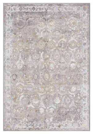 Ava Grey and Gold Traditional Distressed Washable Rug by Miss Amara, a Persian Rugs for sale on Style Sourcebook