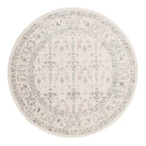 Maplewood Cream and Pink Traditional Round Rug by Miss Amara, a Persian Rugs for sale on Style Sourcebook