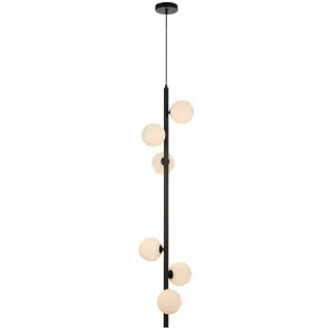 Telbix Black Elson 6 Light Pendant Light Opal Matt by Telbix, a Pendant Lighting for sale on Style Sourcebook