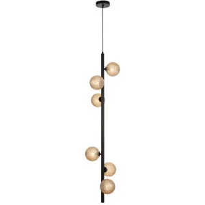 Telbix Black Elson 6 Light Pendant Light Amber Tear by Telbix, a Pendant Lighting for sale on Style Sourcebook