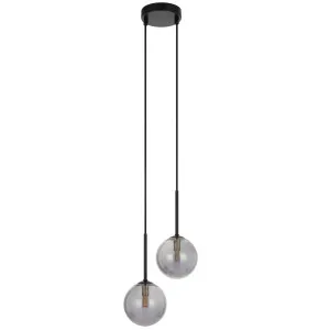 Telbix Gaston Black 2 Light Pendant Light Smoke by Telbix, a Pendant Lighting for sale on Style Sourcebook