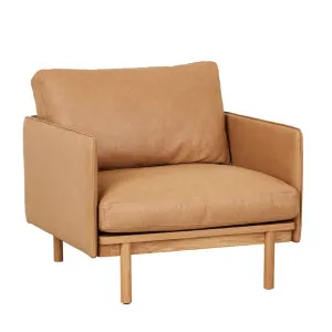 Tolv Pensive Sofa Chair - Pecan Leather - Light Oak by Tolv, a Chairs for sale on Style Sourcebook