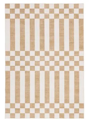 Batini Brown and White Checkered and Striped Rug by Miss Amara, a Contemporary Rugs for sale on Style Sourcebook