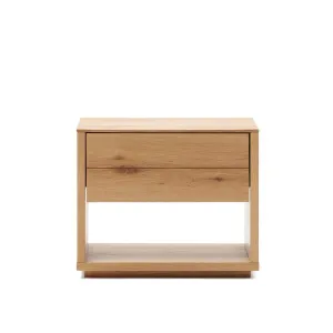 Alguema bedside table in oak wood veneer with natural finish, 60 x 50 cm by Kave Home, a Bedside Tables for sale on Style Sourcebook