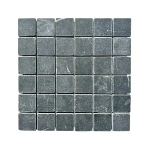 Bedrock Nero Marquina Square Marble Natural Product Tumbled Mosaic by Beaumont Tiles, a Mosaic Tiles for sale on Style Sourcebook