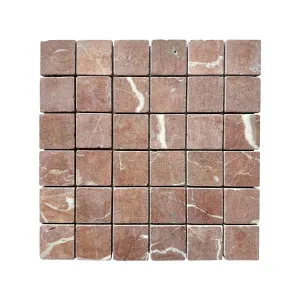 Bedrock Rosso Square Marble Natural Product Tumbled Mosaic by Beaumont Tiles, a Mosaic Tiles for sale on Style Sourcebook