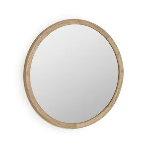 Alum round solid mindi wood mirror 80 cm by Kave Home, a Mirrors for sale on Style Sourcebook