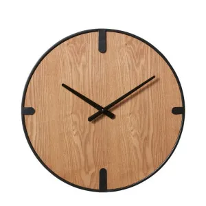 Edison Wall Clock Black/Natural - 45cm x 5cm by James Lane, a Clocks for sale on Style Sourcebook