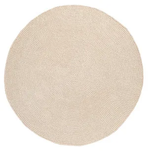 Nessa Beige Crochet Indoor Outdoor Round Rug by Miss Amara, a Shag Rugs for sale on Style Sourcebook