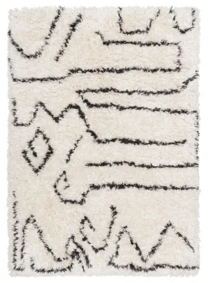 Batola Cream & Black Tribal Shag Rug by Miss Amara, a Shag Rugs for sale on Style Sourcebook