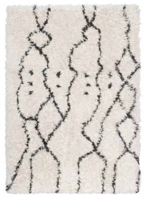 Kandake Cream & Black Tribal Shag Rug by Miss Amara, a Shag Rugs for sale on Style Sourcebook