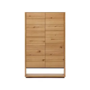 Alguema tall sideboard with 2 doors in oak wood veneer with natural finish, 100 x 163,5 cm by Kave Home, a Sideboards, Buffets & Trolleys for sale on Style Sourcebook