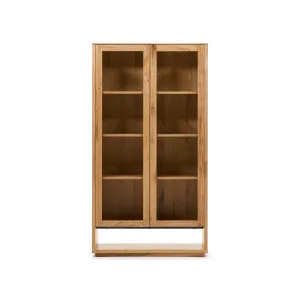 Alguema display cabinet in oak wood veneer with natural finish, 100 x 185 cm by Kave Home, a Bookcases for sale on Style Sourcebook