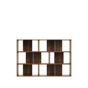 Litto set of 6 modular shelving units in walnut wood veneer, 168 x 114 cm by Kave Home, a Bookcases for sale on Style Sourcebook