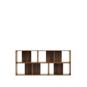 Litto set of 4 modular shelving units in walnut wood veneer, 168 x 76 cm by Kave Home, a Bookcases for sale on Style Sourcebook