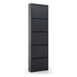 Ode shoe rack with 5 doors in dark grey, 50 x 168.5 cm by Kave Home, a Shoe Organisers for sale on Style Sourcebook