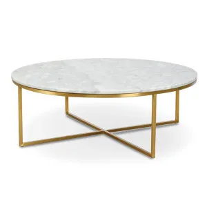 Ex Display - Lorenz 100cm Round Marble Coffee Table - Brushed Gold Base by Interior Secrets - AfterPay Available by Interior Secrets, a Coffee Table for sale on Style Sourcebook