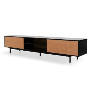 Ex Display - Blake 2.3m Wooden TV Entertainment Unit - Black Frame - Natural Drawers by Interior Secrets - AfterPay Available by Interior Secrets, a Entertainment Units & TV Stands for sale on Style Sourcebook