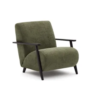 Meghan armchair in green chenille and with solid beech wood in a wenge finish by Kave Home, a Chairs for sale on Style Sourcebook