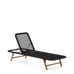 Dandara lounge chair with steel structure, black cord and solid acacia wood legs FSC 100% by Kave Home, a Outdoor Chairs for sale on Style Sourcebook