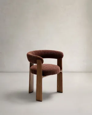 Granite 3-legged chair in brown chenille and with solid ash wood in a walnut finish FSC 100% by Kave Home, a Dining Chairs for sale on Style Sourcebook