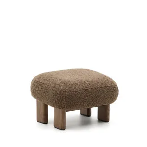 Cabana taupe bouclé footstool with solid ash wood legs walnut finish 65x55.4cm FSC 100% by Kave Home, a Stools for sale on Style Sourcebook