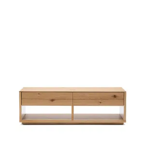 Alguema coffee table 2 drawers in oak veneer with natural finish 140 x 60 cm by Kave Home, a Coffee Table for sale on Style Sourcebook