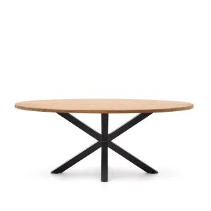 Argo oval table in solid acacia wood and steel legs with black finish Ø 200 x 100 cm by Kave Home, a Dining Tables for sale on Style Sourcebook