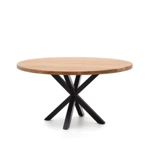 Round table Argo in solid acacia wood and steel legs with black finish Ø 150 cm by Kave Home, a Dining Tables for sale on Style Sourcebook