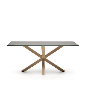 Argo table in Iron Moss porcelain and wood-effect steel legs, 180 x 100 cm by Kave Home, a Dining Tables for sale on Style Sourcebook