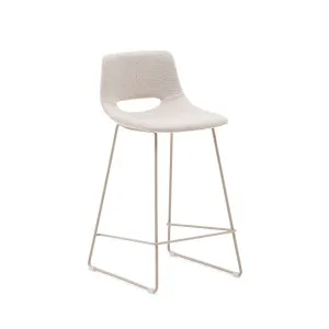 Zahara beige stool with steel in a beige finish, height 65 cm by Kave Home, a Bar Stools for sale on Style Sourcebook