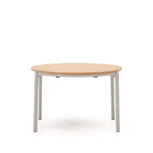 Montuiri extendable round table in oak veneer and steel legs with grey finish, Ø 120 (200) cm by Kave Home, a Dining Tables for sale on Style Sourcebook