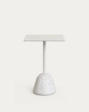 Saura high bar table in white terrazzo with a white terrazzo top, 95 x 70 x 70 cm by Kave Home, a Tables for sale on Style Sourcebook