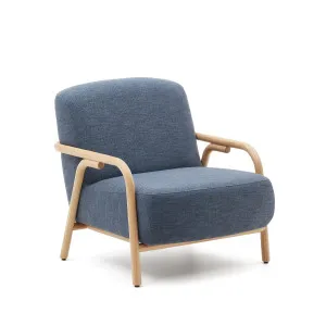 Sylo blue armchair made from solid ash wood, FSC 100% by Kave Home, a Chairs for sale on Style Sourcebook