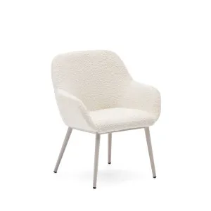 Konna children's chair in white bouclé with steel legs and a beige finish by Kave Home, a Kids Sofas & Chairs for sale on Style Sourcebook