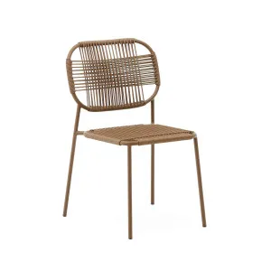 Talaier stackable outdoor chair made of synthetic rope and galvanized steel in brown finish by Kave Home, a Outdoor Chairs for sale on Style Sourcebook