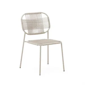 Talaier stackable outdoor chair  made of synthetic rope and galvanized steel in beige finish by Kave Home, a Outdoor Chairs for sale on Style Sourcebook