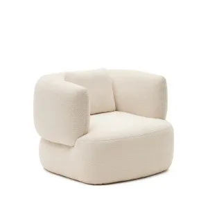 Martina swivel armchair in ecru bouclé with cushion by Kave Home, a Chairs for sale on Style Sourcebook