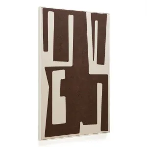 Salmi abstract painting in beige and brown linen 140 x 90 cm by Kave Home, a Painted Canvases for sale on Style Sourcebook