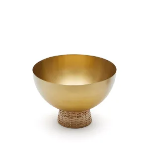 Suli large bowl made of gold-finished stainless steel and rattan by Kave Home, a Bowls for sale on Style Sourcebook