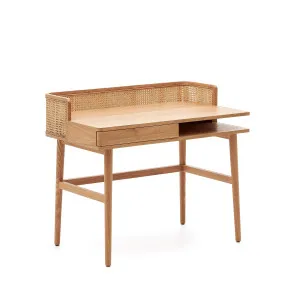 Araxi table in veneer, solid ash wood and rattan 105 x 62 cm by Kave Home, a Desks for sale on Style Sourcebook