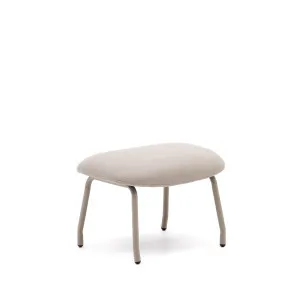 Belina beige chenille footrest in steel with white finish FSC 100% by Kave Home, a Stools for sale on Style Sourcebook