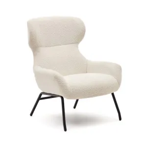 Belina armchair in white bouclé and steel with black finish FSC 100% by Kave Home, a Chairs for sale on Style Sourcebook