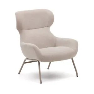 Belina chenille armchair in beige and steel with white finish FSC 100% by Kave Home, a Chairs for sale on Style Sourcebook