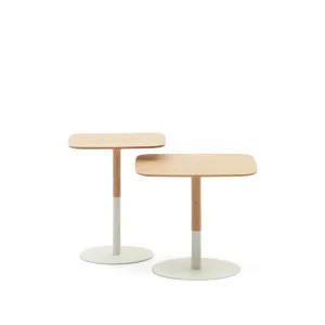 Watse set of 2 side tables in oak wood veneer and matte white metal by Kave Home, a Side Table for sale on Style Sourcebook