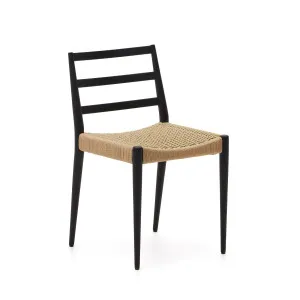 Analy chair in solid oak with black finish and rope seat FSC 100% by Kave Home, a Dining Chairs for sale on Style Sourcebook