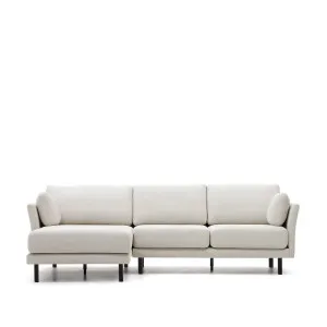 Gilma 3 seater sofa w/ right/left-hand chaise longue, chenille pearl with black legs, 260 cm by Kave Home, a Sofas for sale on Style Sourcebook