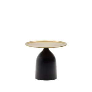 Liuva round side table in gold metal and matte black finish, Ø 52 cm by Kave Home, a Side Table for sale on Style Sourcebook